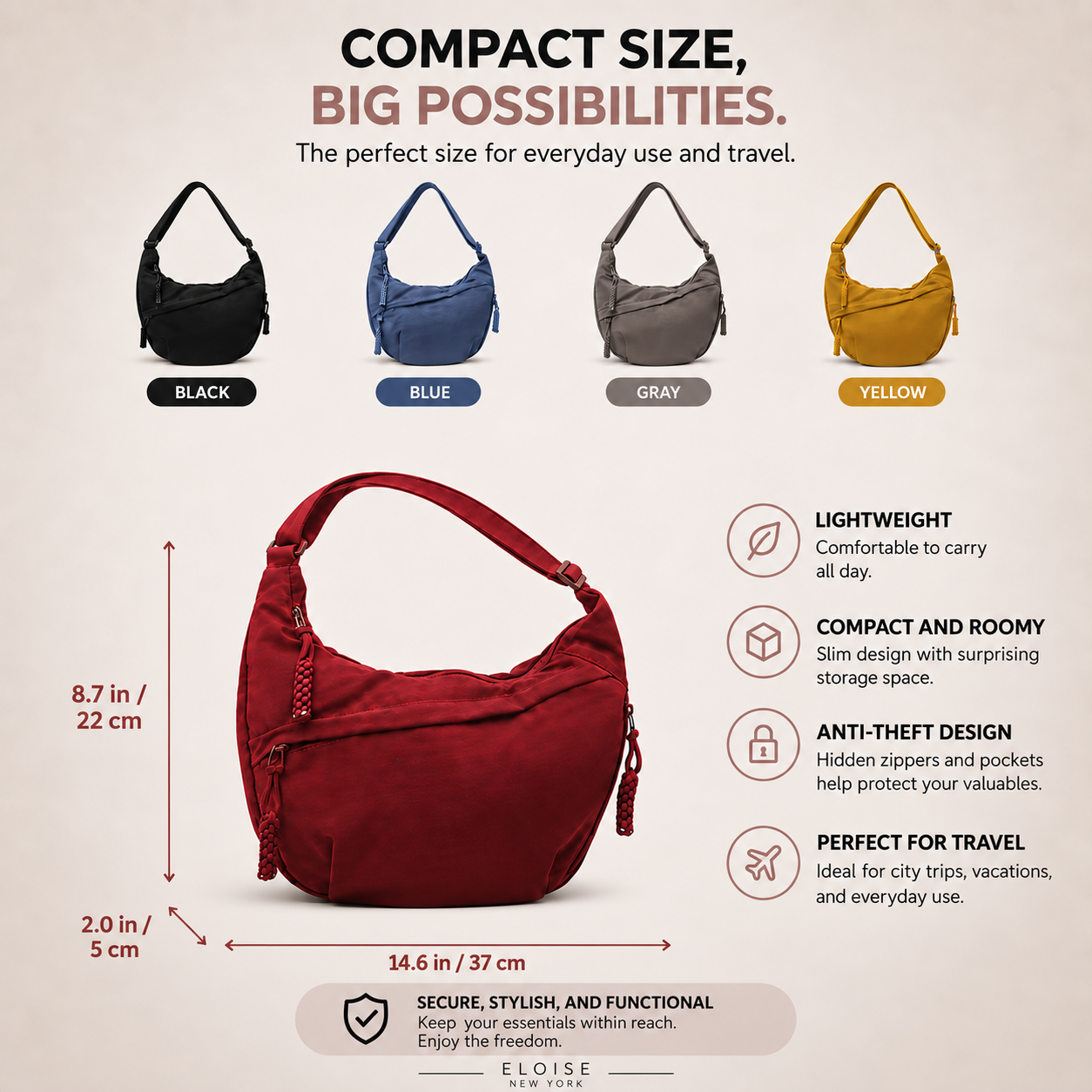 Women's Burgundy Shoulder Bag, photo 3