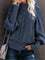 Women's Casual Long-Sleeve Tunic Sweater in Navy Blue