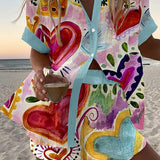 Women's Painted Hearts Two-Piece Summer Set