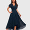 Women's V-Neck A-Line Dress in Blue