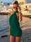 Women's Halter Backless Mini Dress in Green