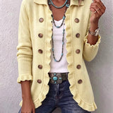 Women's Buttercream Ribbed Knit Ruffle Jacket