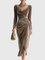 Mykah Elegant Midi Dress in Brown