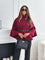 Women's Belted Cape Coat in Burgundy