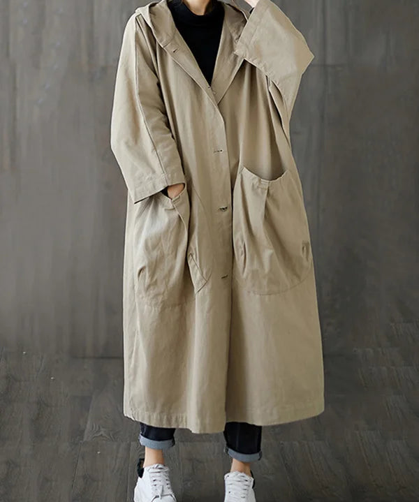 Women's Long Oversized Coat in Beige