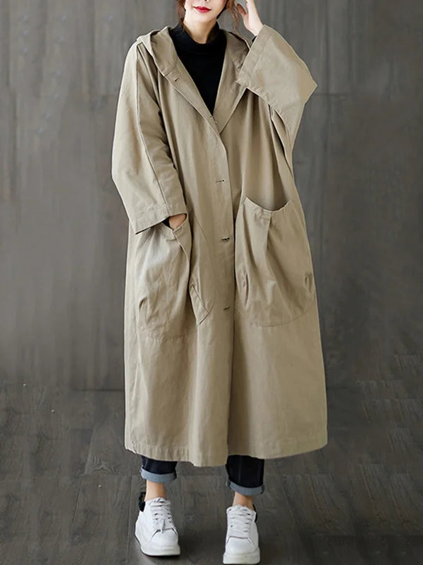 Women's Long Oversized Coat in Beige