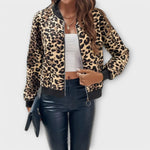 Women's Elegant Leopard-Print Jacket in Brown