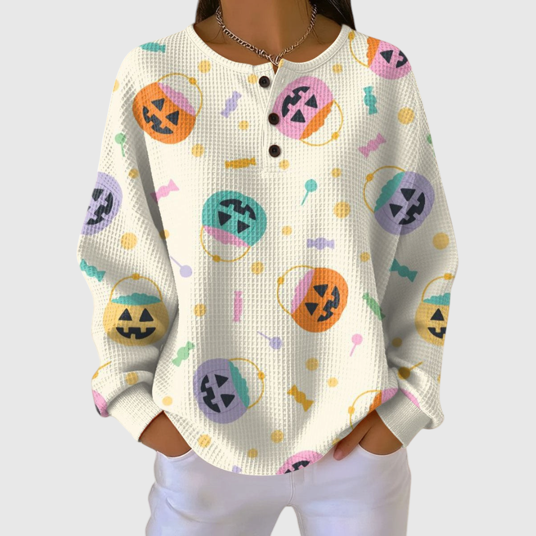 Liv Cozy Christmas Tree Sweater in Helloween