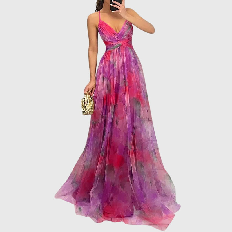 Women's Floral Maxi Dress in Pink