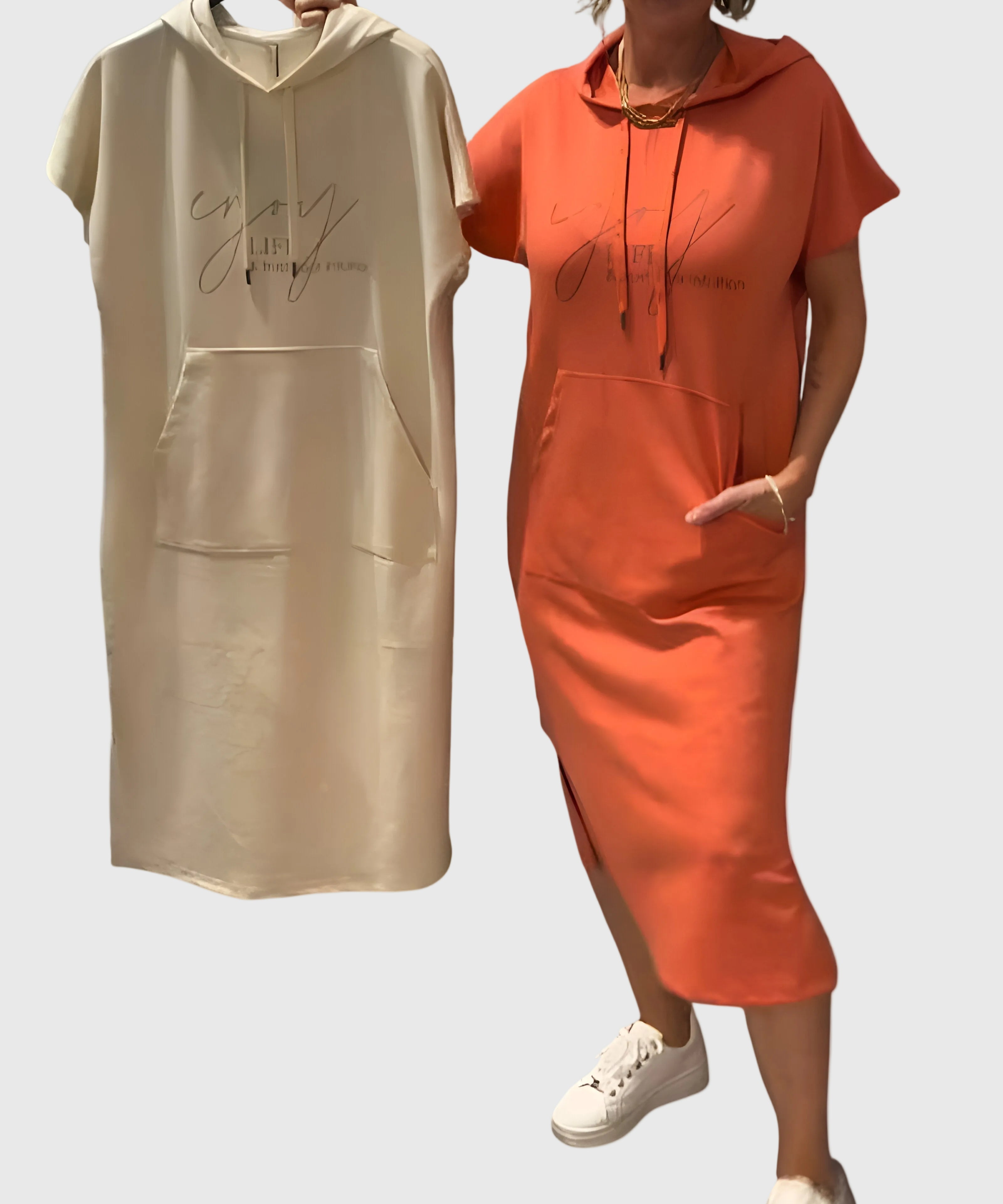 Women's Casual Hoodie Dress in Orange