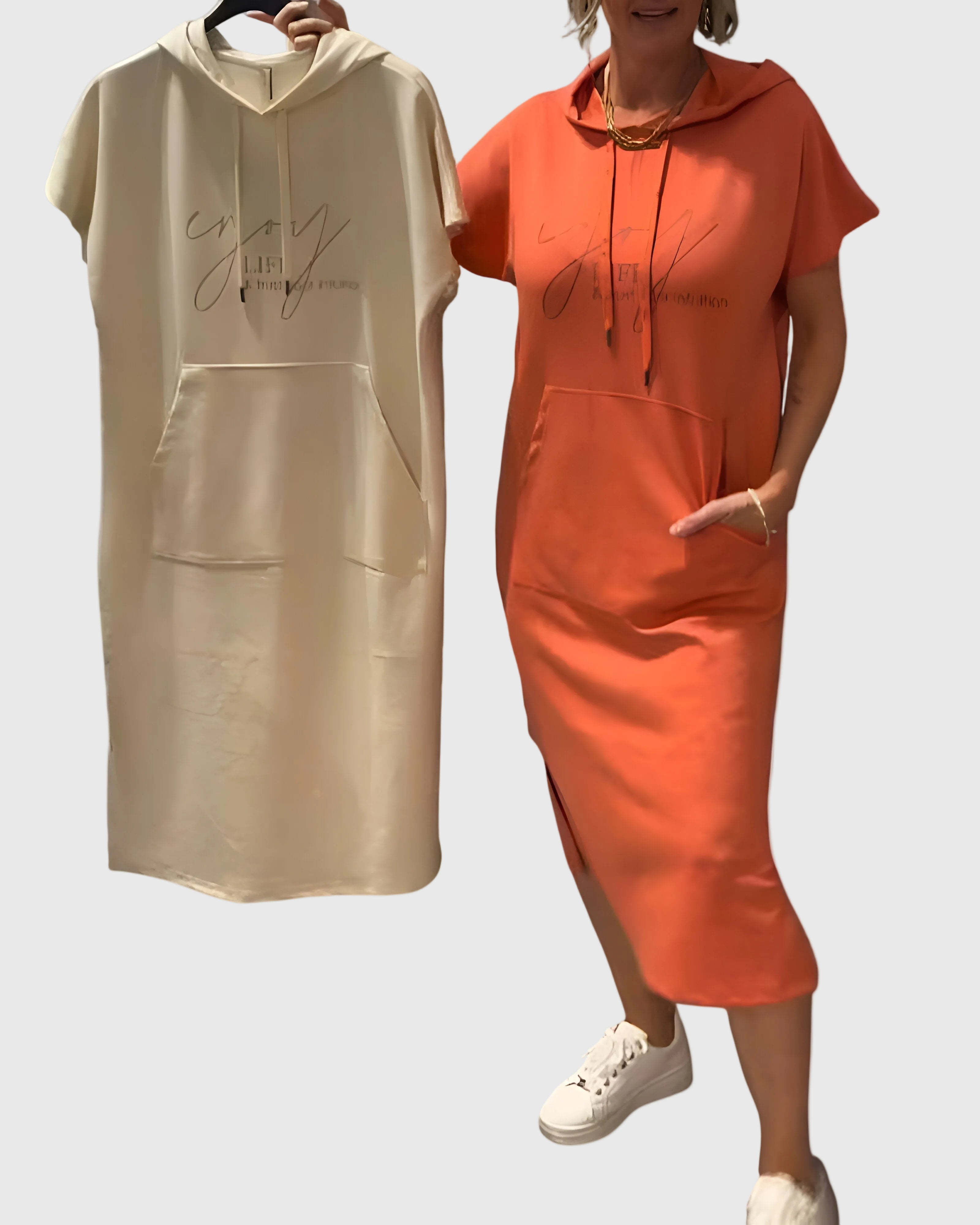 Women's Casual Hoodie Dress in Orange