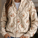 Women's Floral Vine Zip Cardigan