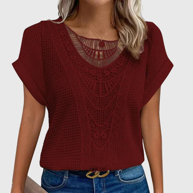 Women's Elegant Ibiza Style Blouse in Red