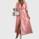 Sophia Elegant Denim Dress in Pink