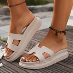 Women's Chic Comfort Platform Slippers in Beige