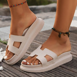 Women's Chic Comfort Platform Slippers in Beige