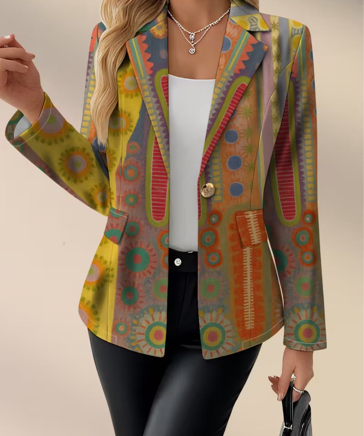 Women's Medallion Print Blazer, photo 2