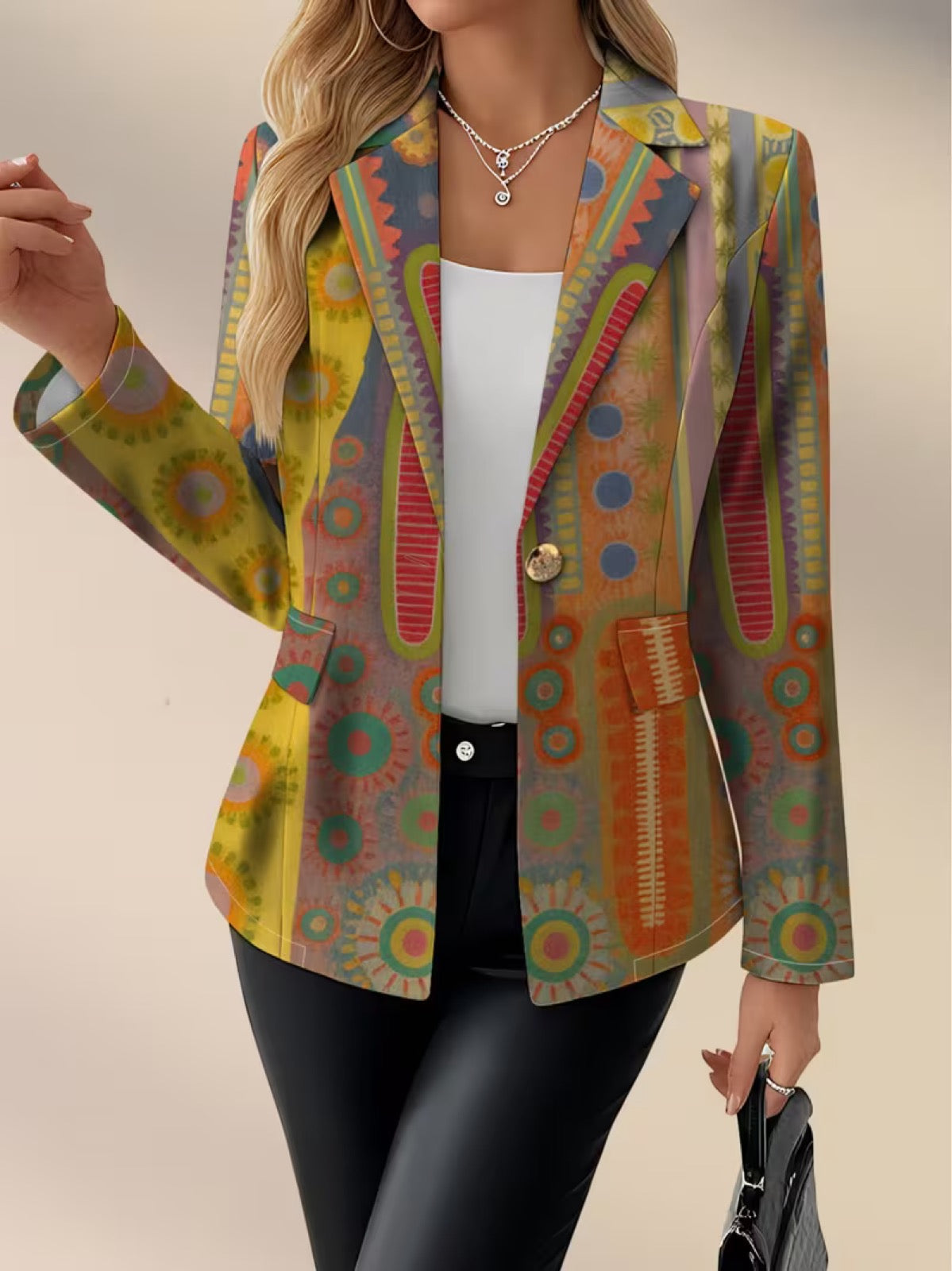 Women's Medallion Print Blazer, photo 2