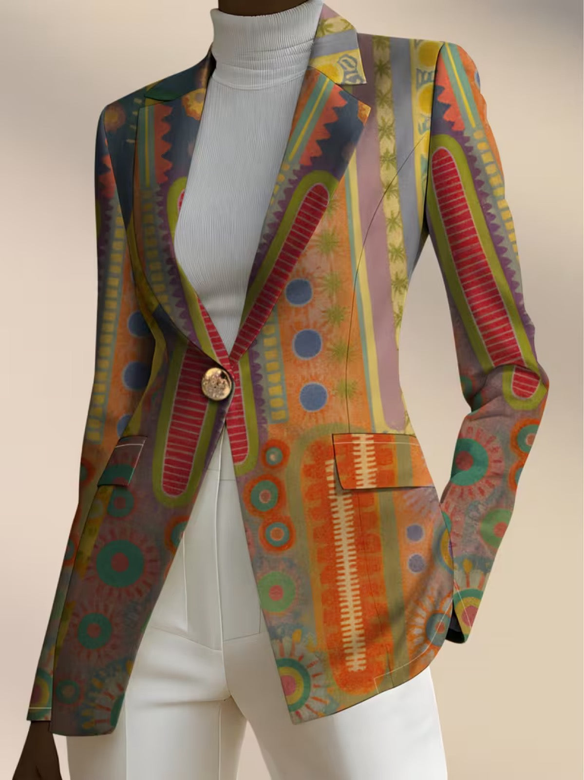 Women's Medallion Print Blazer, photo 3