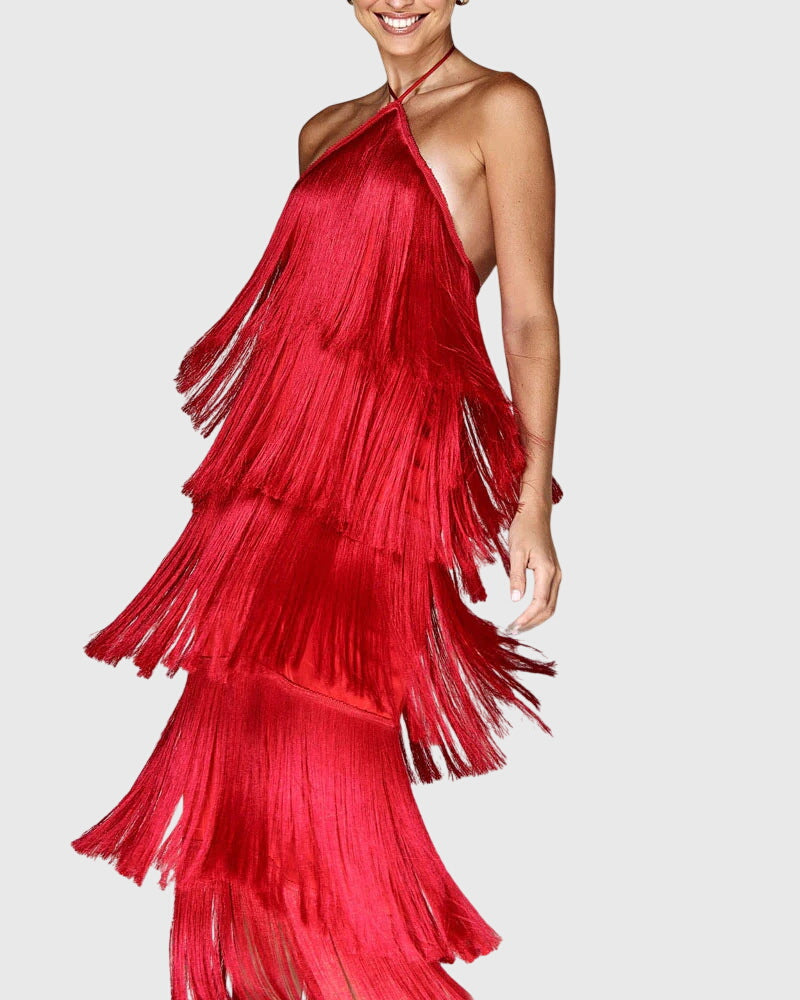Women's Tassel Dress in Red
