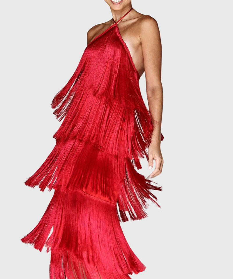 Women's Tassel Dress in Red
