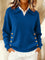 Women's Polo Collar Sweater with Gold Buttons in Blue