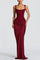 Women's Square Neck Maxi Dress in Wine Red