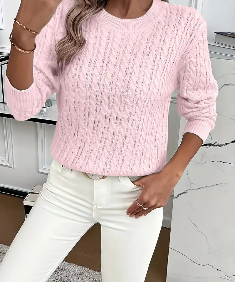 Women's Pink Cable Knit Sweater, photo 2