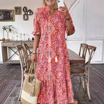 Women's Boho Grace Midi Dress in Red