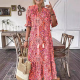 Women's Boho Grace Midi Dress in Red