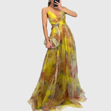 Women's Floral Maxi Dress in Yellow