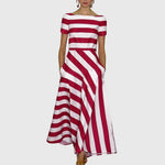 Carly Striped Midi Dress in Red
