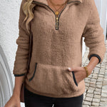 Women's Half-Zip Hoodie in Coffee