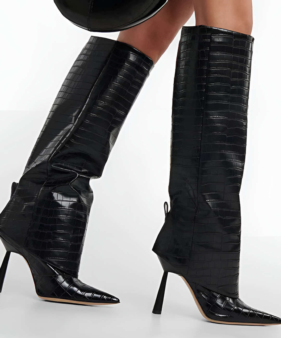 Croc-Pattern High Heeled Boots, photo 2