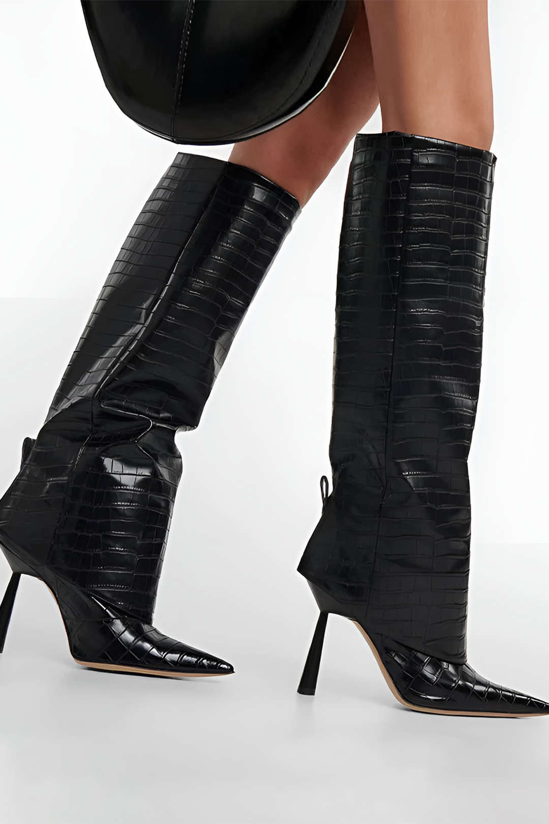 Croc-Pattern High Heeled Boots, photo 2