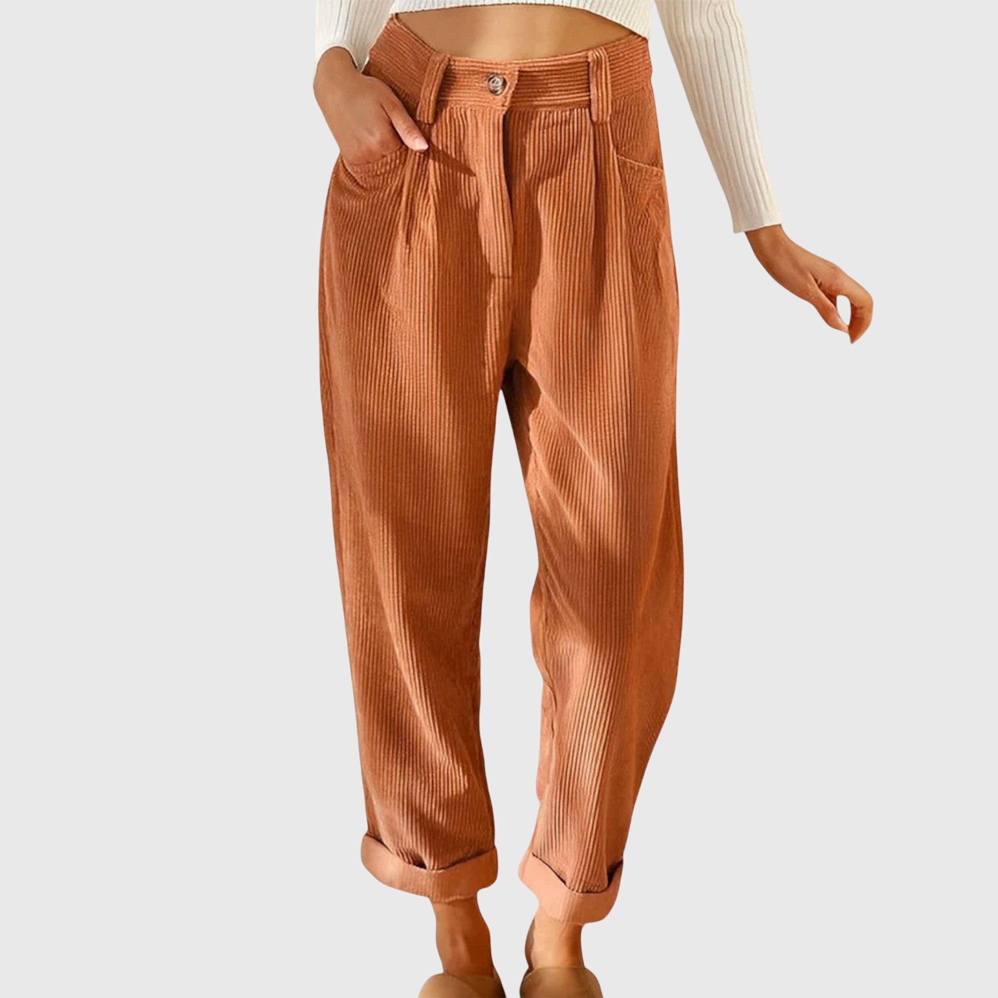 Women's Modern Cord Pants in Apricot