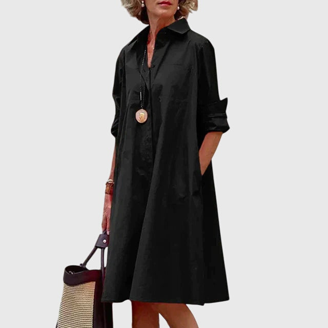 Women's Elegant Dress With Pockets in Black