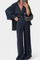 V-Neck Top with Straight-Leg Pants Set in Navy