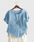 Women's Comfortable Short Sleeve Blouse in Sky Blue