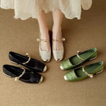 Jacquard Mary Jane Flats with Pearl Strap, photo 14