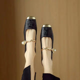 Jacquard Mary Jane Flats with Pearl Strap, photo 9