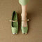 Jacquard Mary Jane Flats with Pearl Strap in Green