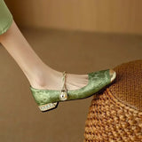 Jacquard Mary Jane Flats with Pearl Strap, photo 6