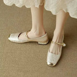 Jacquard Mary Jane Flats with Pearl Strap, photo 11