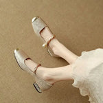 Jacquard Mary Jane Flats with Pearl Strap, photo 12