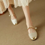 Jacquard Mary Jane Flats with Pearl Strap, photo 13