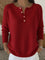 Women's Henley Button-Up Knit Sweater in Deep Red