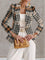 Women's Houndstooth Blazer in Beige and Black