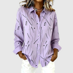 Purple Abstract Print Button-Up Blouse