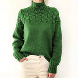 Women's Warm Turtleneck Sweater in Green